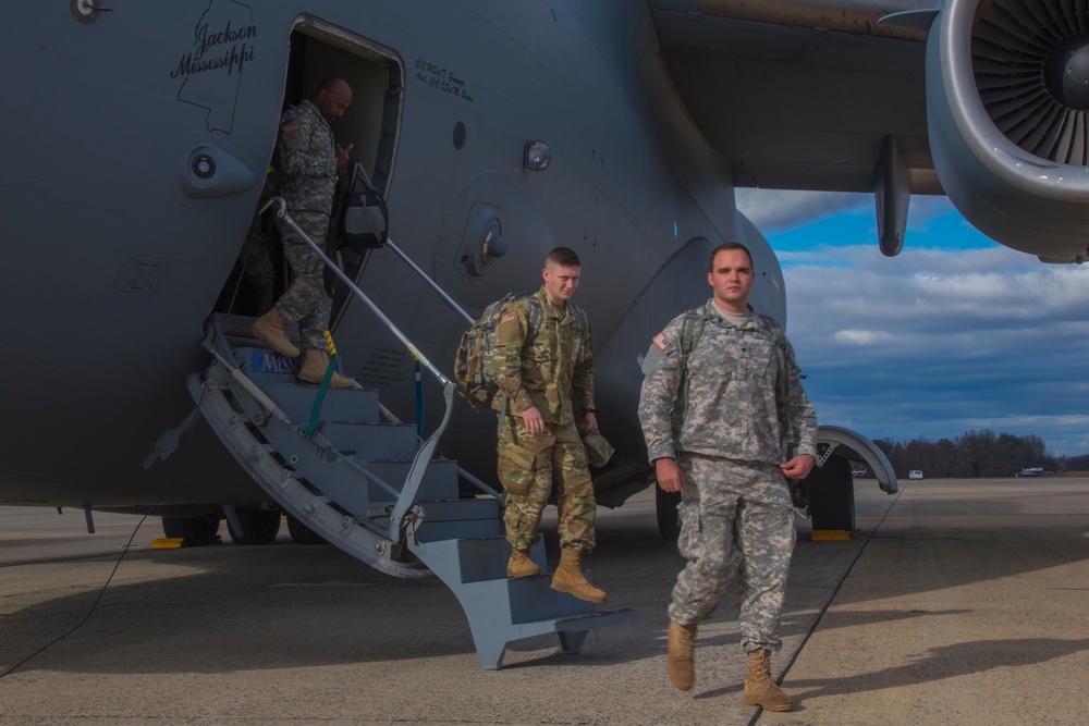Guardsmen arrive at JBA to help with Inauguration