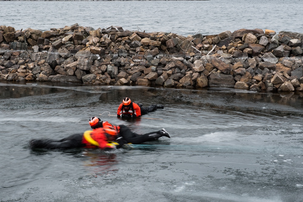 Ice rescue on Lake Champlain
