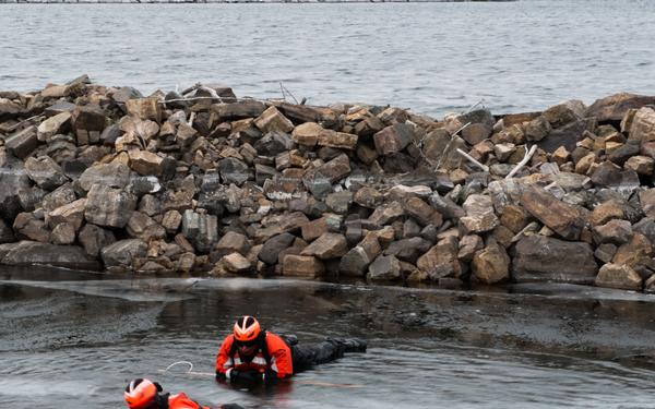 Ice rescue on Lake Champlain