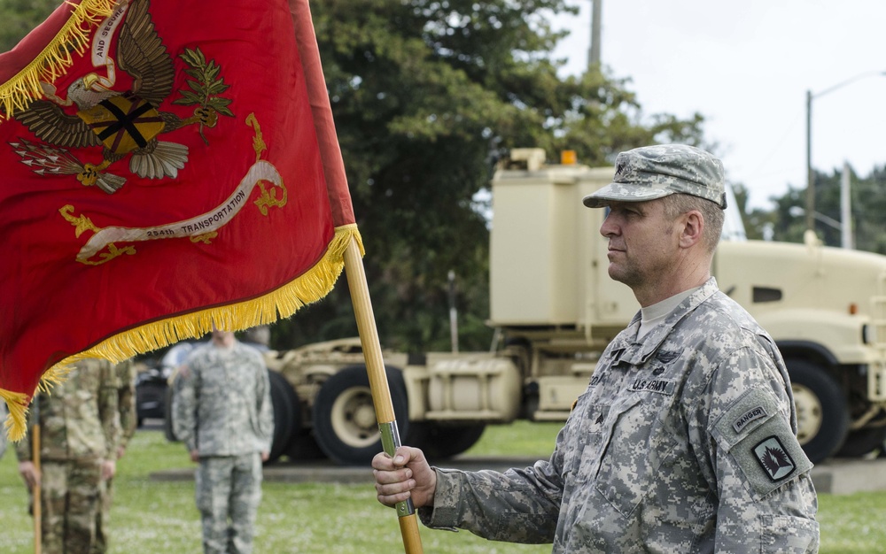 Patching ceremony paves the way for 254th Transportation to align mission