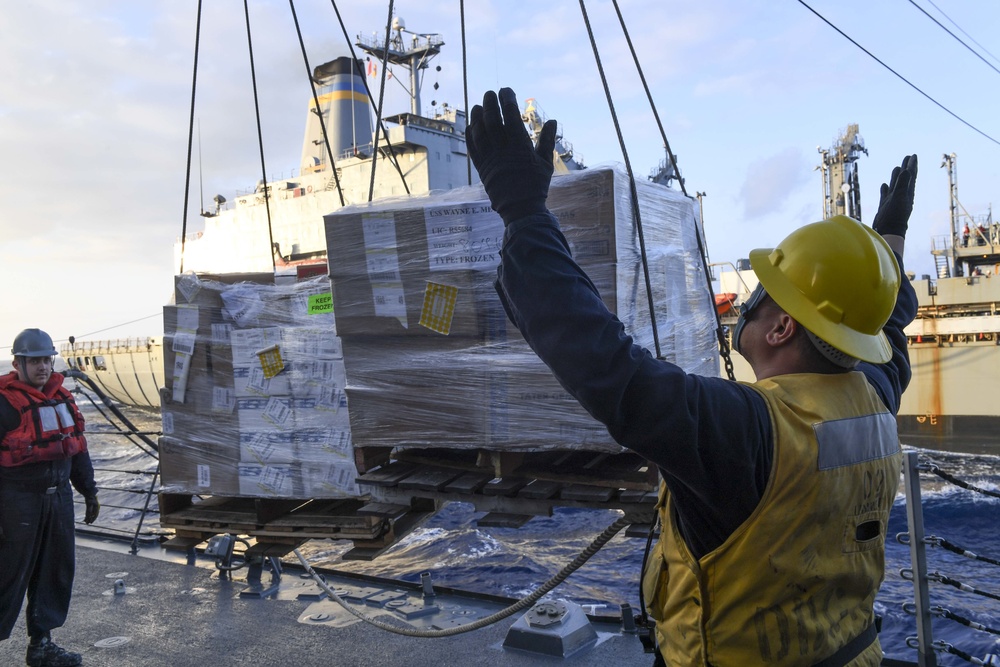 USS Wayne E. Meyer (DDG 108) Performs a Replenishment-at-Sea