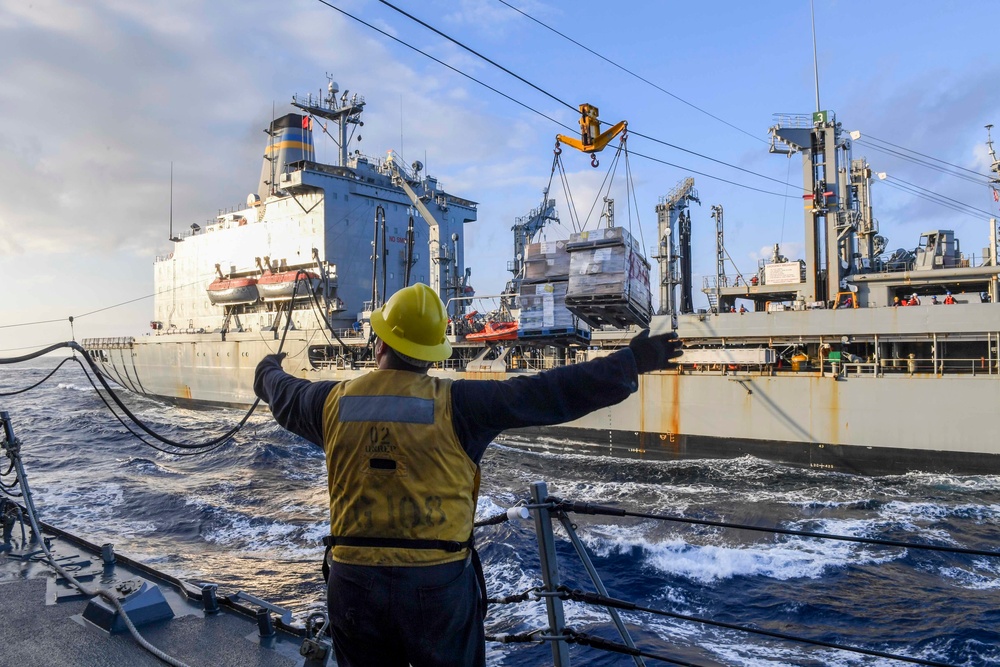 USS Wayne E. Meyer (DDG 108) Performs a Replenishment-at-Sea