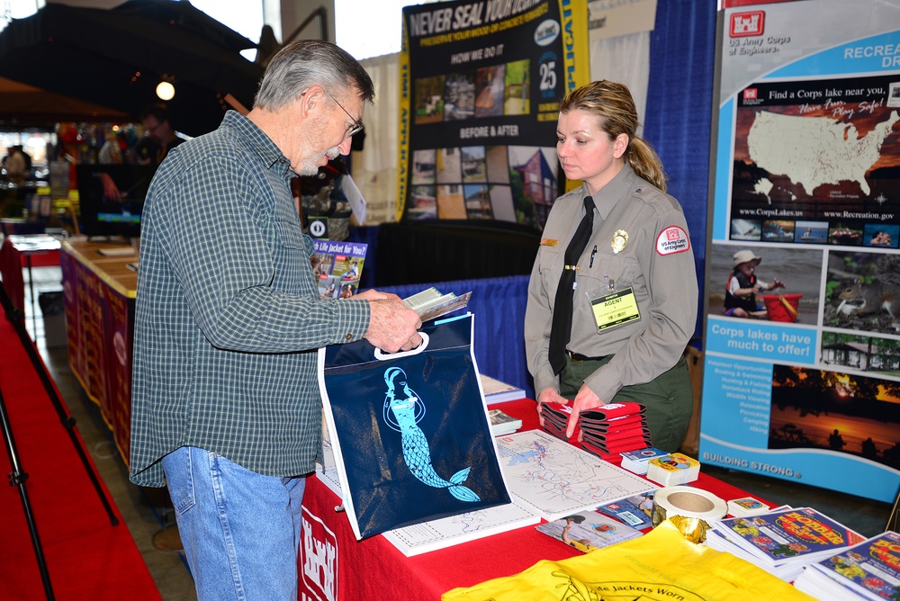 Boaters navigate to Corps of Engineers booth at Nashville Boat show