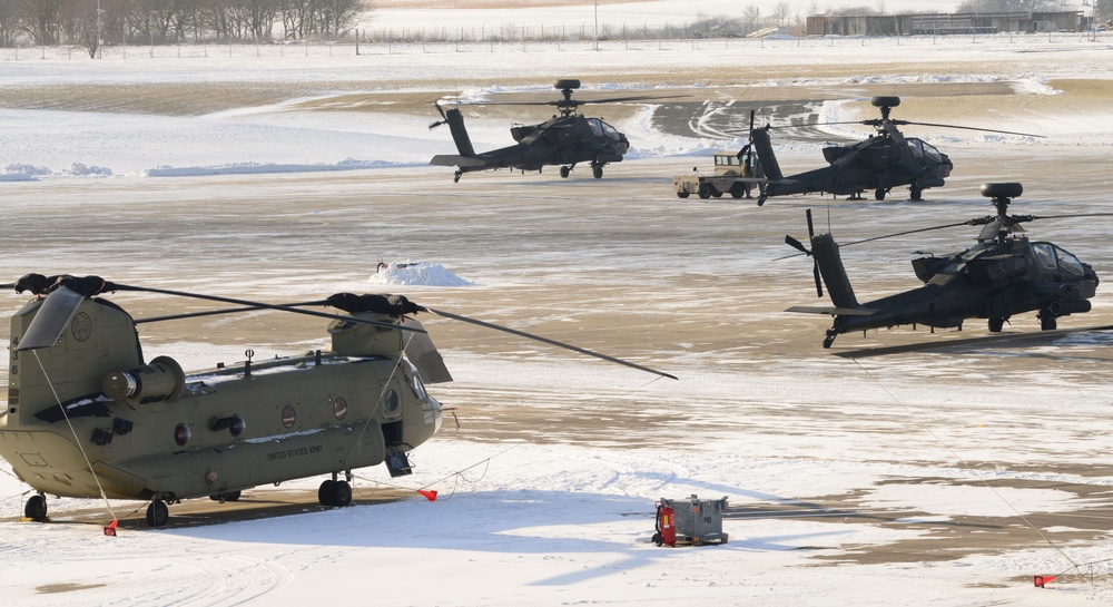 U.S. Army helicopters on the flight line