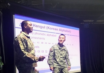 SGT(P) Nichols and PFC Kim deliver Cultural Awareness class