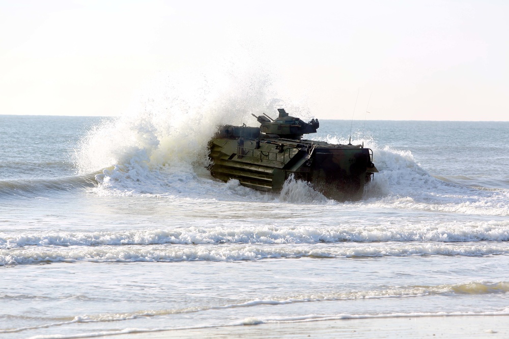 AAV Marines hit the water