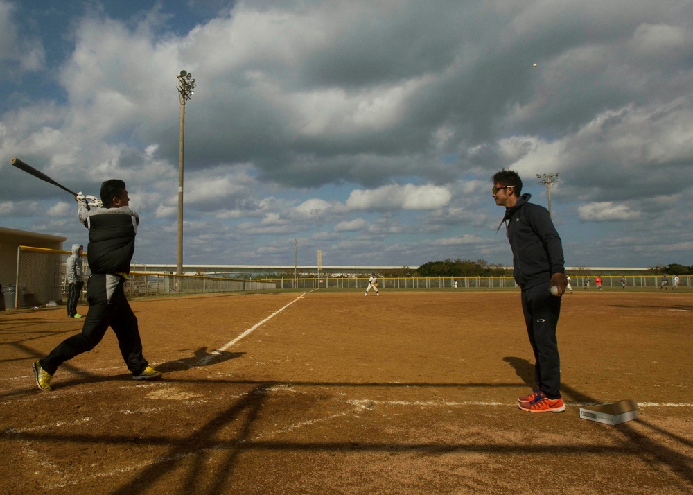 Japan Nippon Professional Baseball coaches attend Oki-Am Kai baseball clinic on Camp Kinser