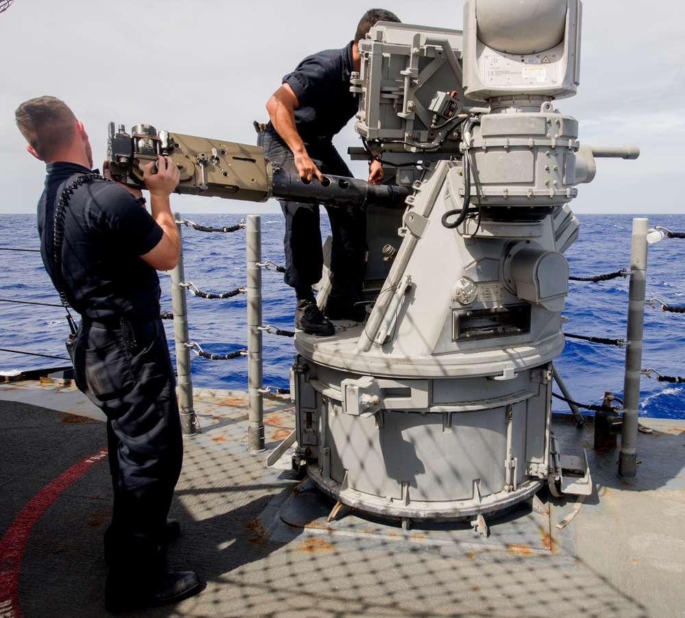 USS Lake Champain (CG 57) .25mm Machine Gun Maintenance