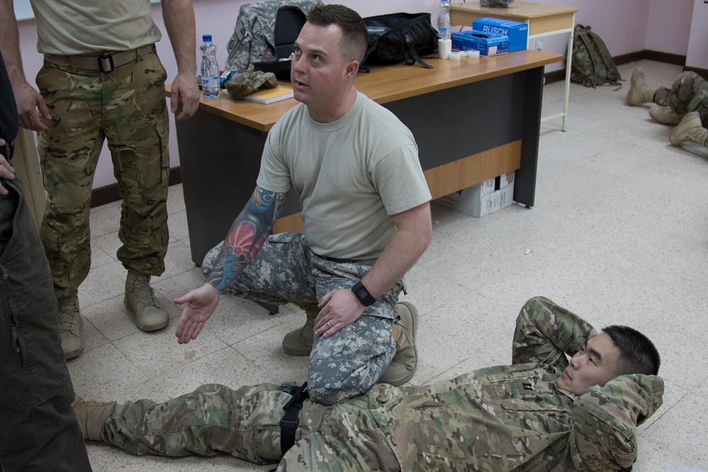 Service members at Camp Arifjan get training to save lives