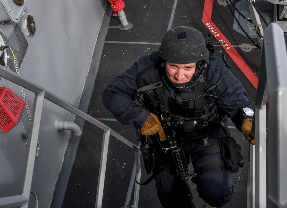 VBSS Team runs drill aboard USS Wayne E. Meyer (DDG 108)
