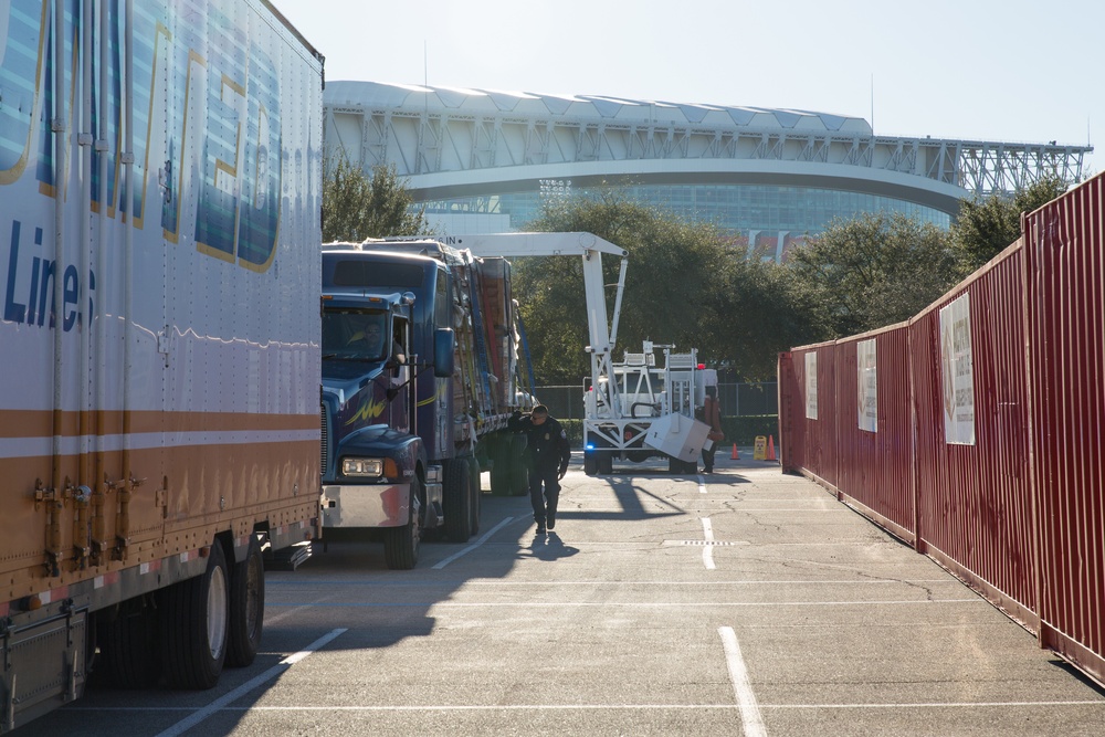 U.S. Customs and Border Protection inspects shipments into NRG Stadium