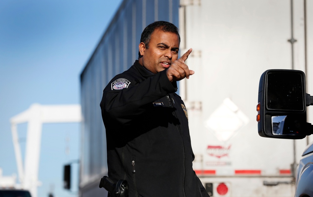 U.S. Customs and Border Protection inspects shipments into NRG Stadium