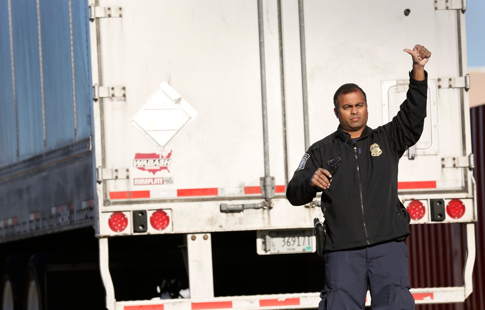 U.S. Customs and Border Protection inspects shipments into NRG Stadium