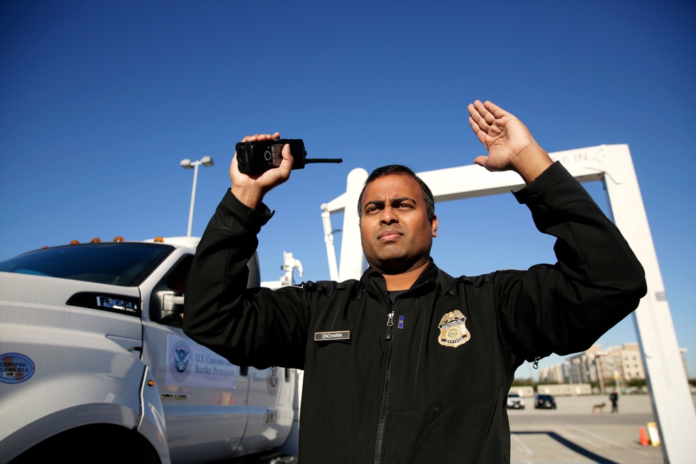 U.S. Customs and Border Protection inspects shipments into NRG Stadium