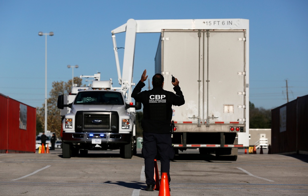 U.S. Customs and Border Protection inspects shipments into NRG Stadium