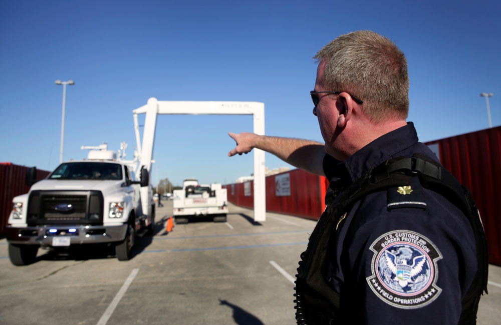 U.S. Customs and Border Protection inspects shipments into NRG Stadium