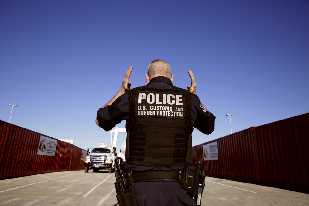 U.S. Customs and Border Protection inspects shipments into NRG Stadium