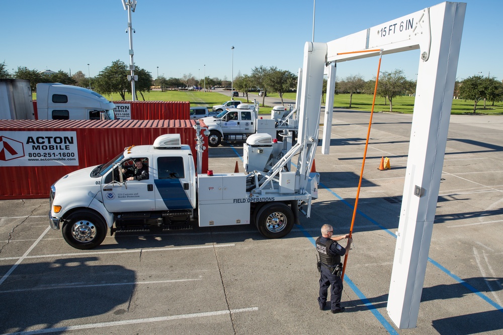 U.S. Customs and Border Protection inspects shipments into NRG Stadium