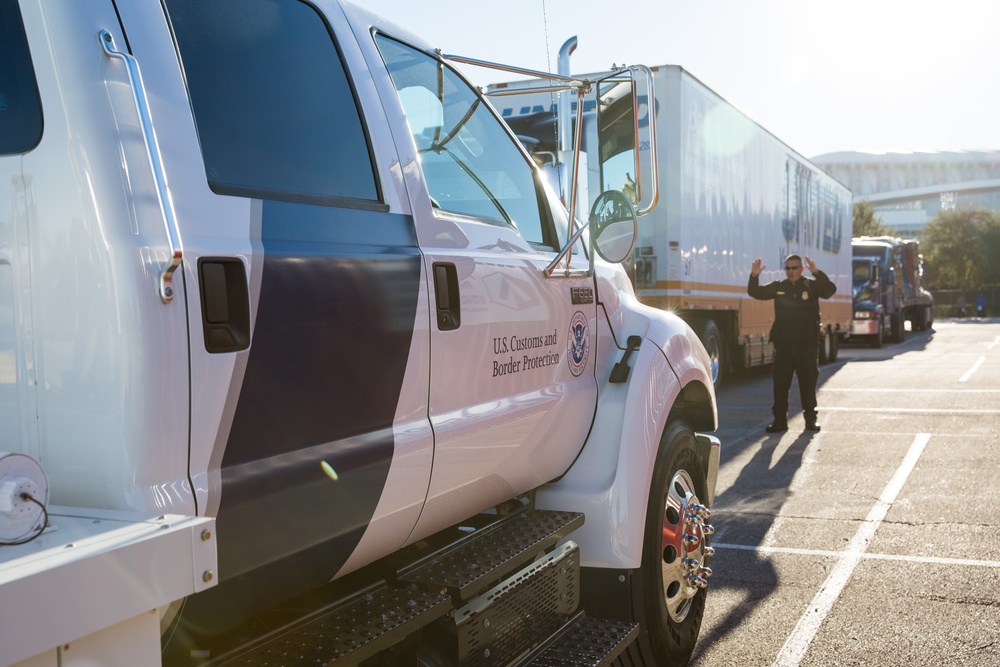 U.S. Customs and Border Protection inspects shipments into NRG Stadium