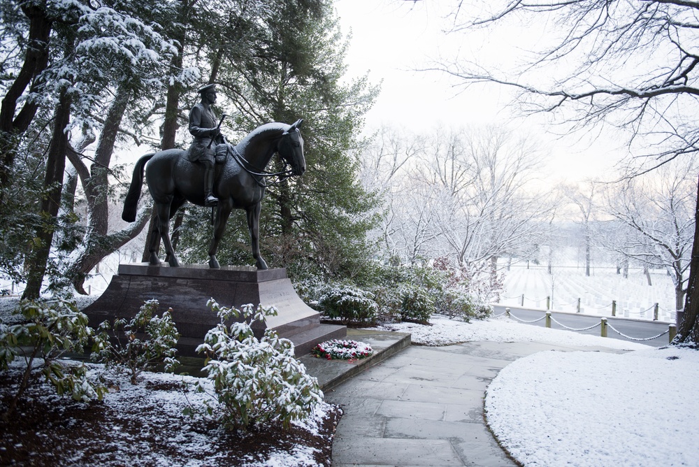 Snow blankets Arlington National Cemetery