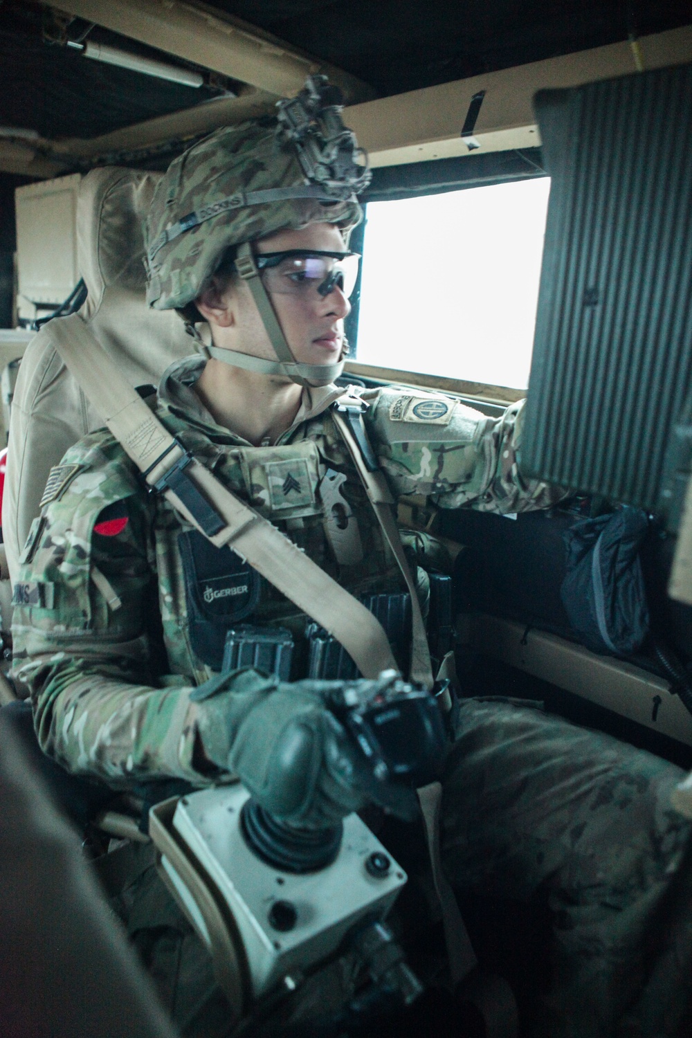 U.S. Army Engineers provide convoy security.