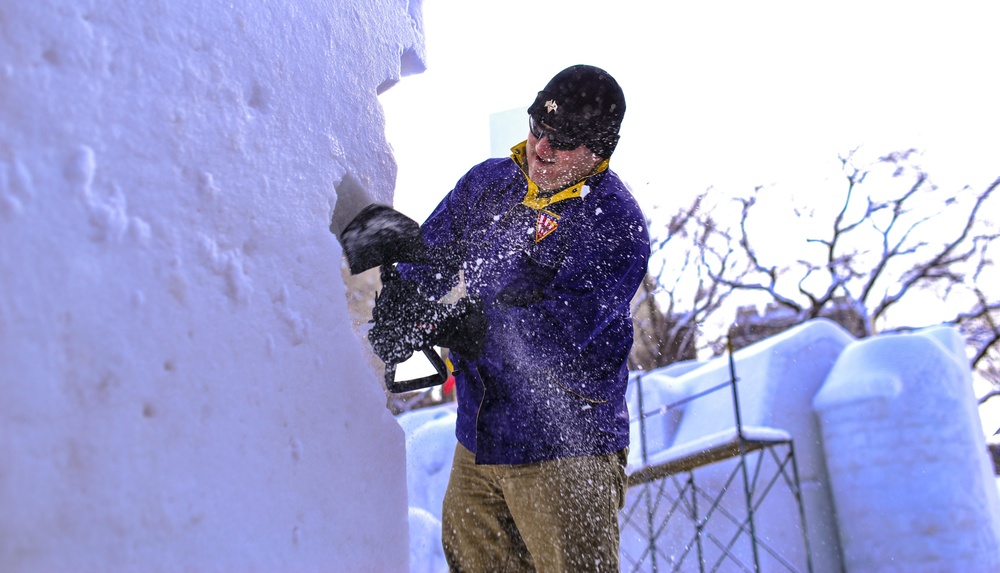 Misawa Sailors Snow Sculpt For Sapporo Snow Festival