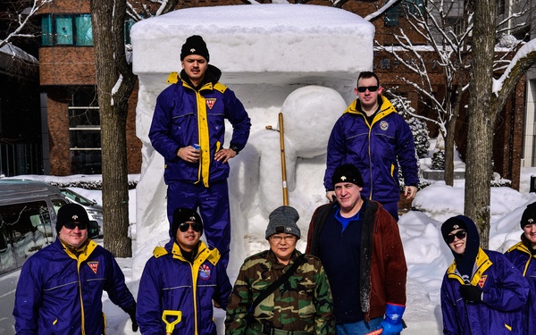 Misawa Sailors Snow Sculpt For Sapporo Snow Festival