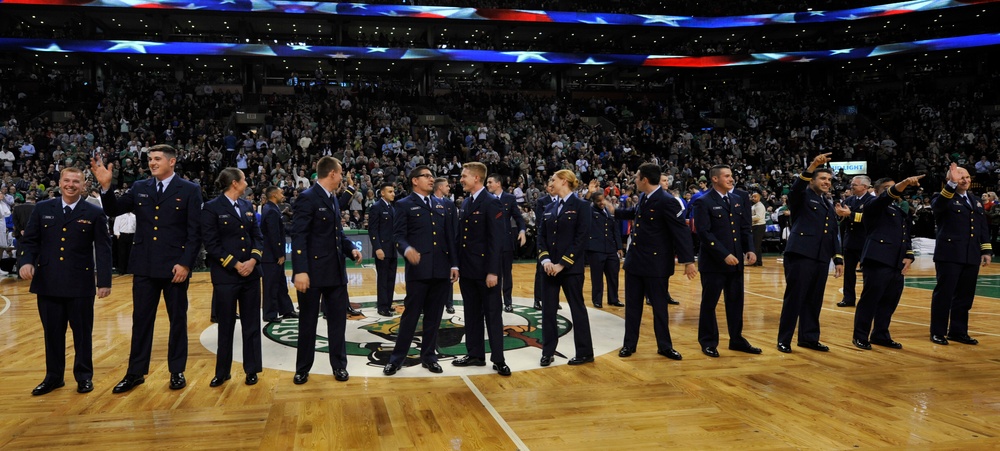 U.S. Coast Guard Cutter Tahoma crew honored at Boston Celtics game