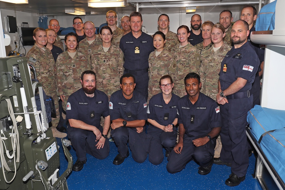Forging partnerships:  U.S. Air Force, Royal Navy medical teams train onboard HMS Ocean