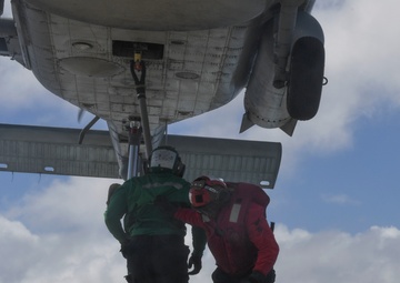 Sailors Practice for a Vertical Replenishment-at-Sea aboard USS Wayne E. Meyer (DDG 108)