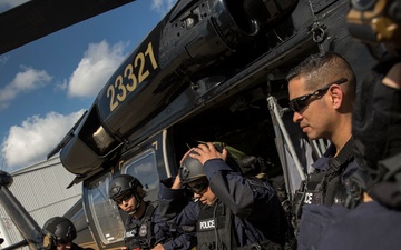 U.S. Customs and Border Protection AMO and OFO SRT conduct an air incursion exercise in preparation for Super Bowl LI