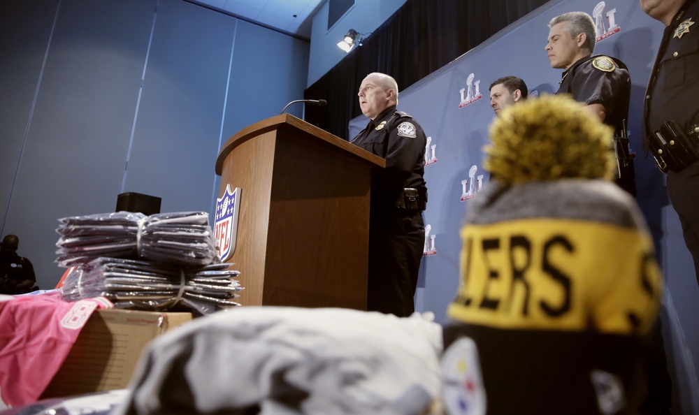 ICE and CBP host joint press conference on intelectual property rights in advance of Super Bowl LI
