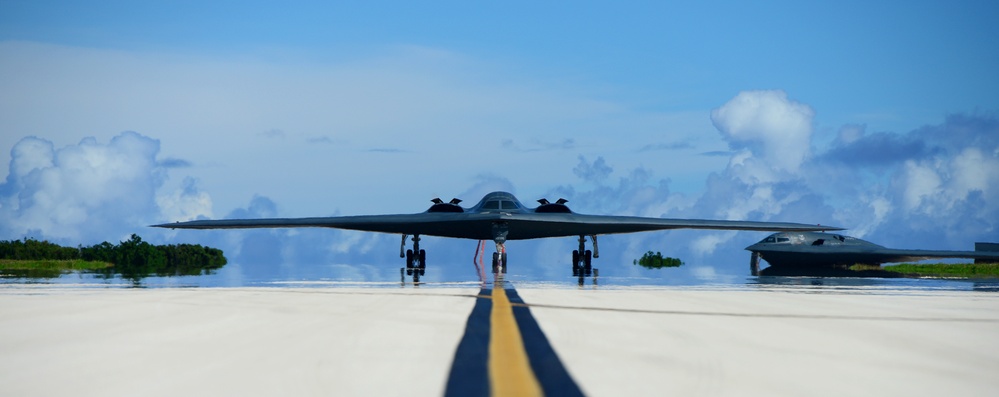 B-2 Spirits complete deployment, joint and combined training missions with B-1s, F-22s and Australian allies