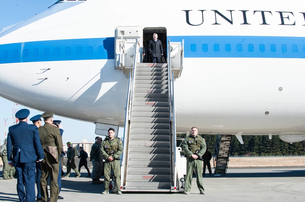 Secretary of Defense Jim Mattis arrives in Japan