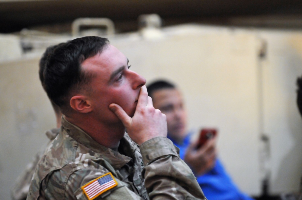 Soldiers watch Super Bowl in Poland