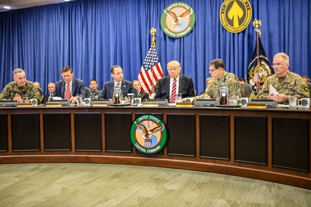 President Donald J. Trump meets military commanders at MacDill AFB