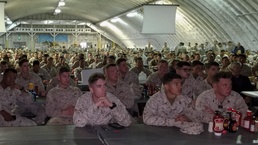 Marines, sailors cheer on Super Bowl from Camp Wilson