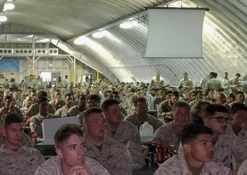 Marines, sailors cheer on Super Bowl from Camp Wilson
