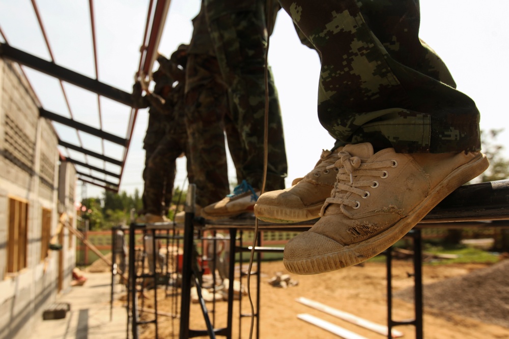 Construction of a library continues at the Ban Non Lueam School, Korat Province
