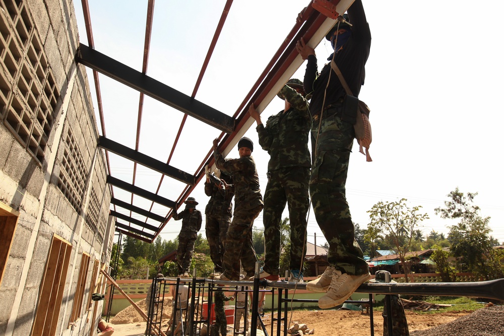 Construction of a library continues at the Ban Non Lueam School, Korat Province