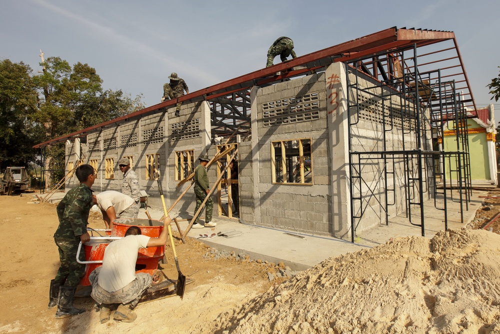 Construction of a library continues at the Ban Non Lueam School, Korat Province