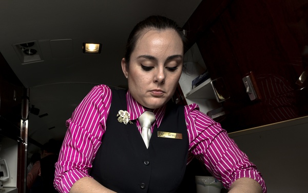 99th Airlift Squadron flight attendants perform unique, solo, selectively-manned Gulfstream mission