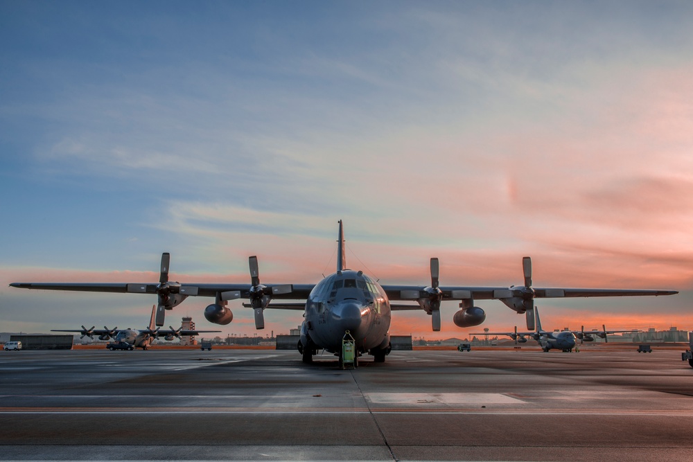 C-130H Hercules wake up on flight line