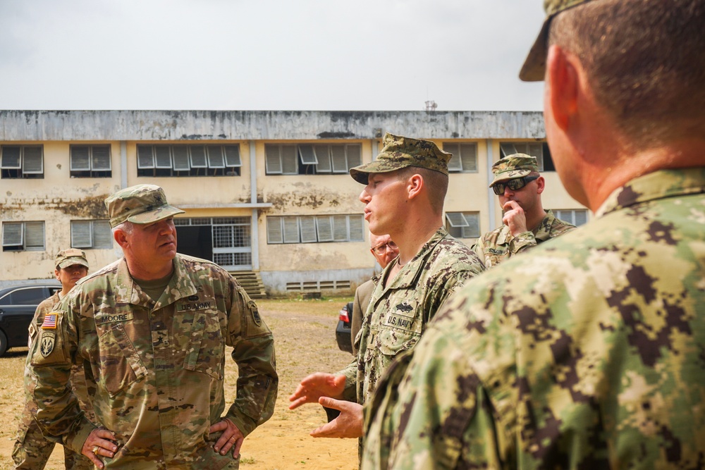 USARAF general visits Seabees building foundation in Cameroon