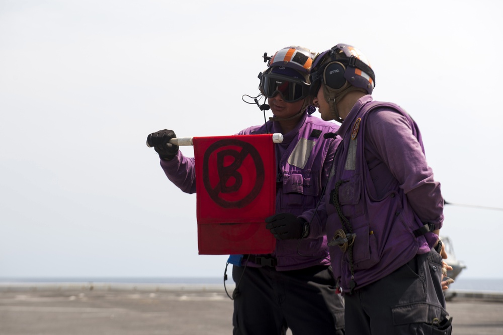 Flight deck fire drill aboard USS Green Bay