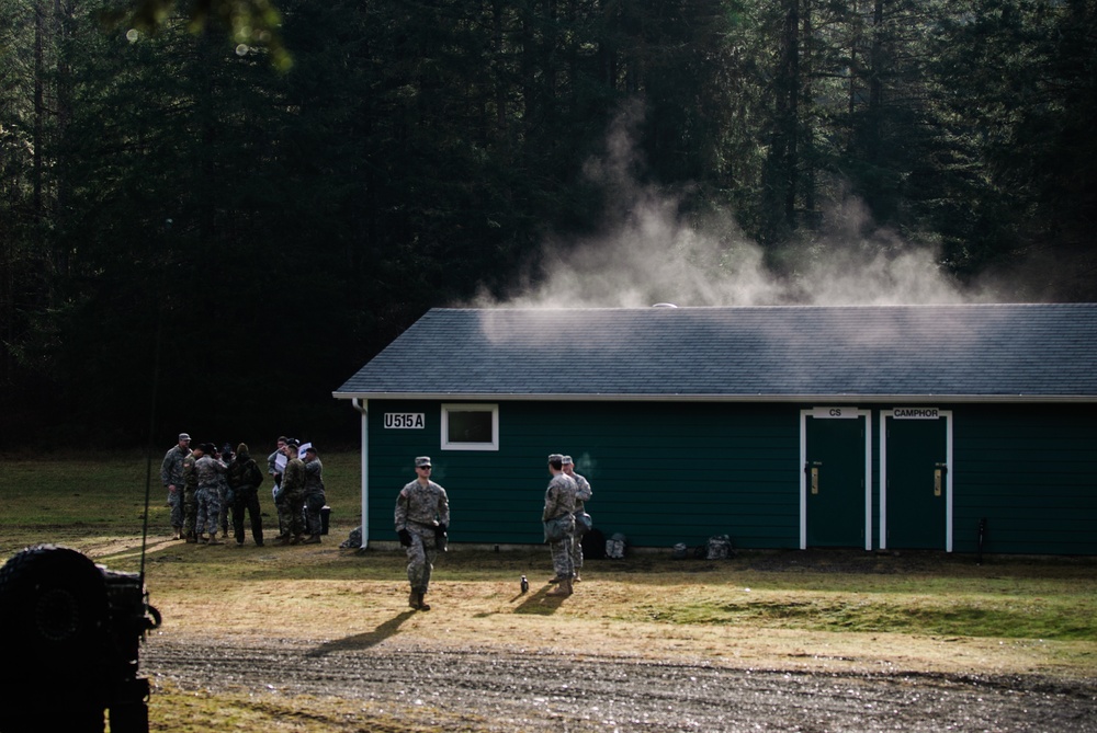 Water vapor rises from confidence chamber as the sun warms the damp roof