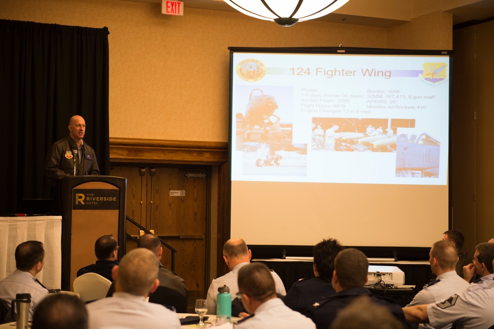 Commander of the 124th Fighter Wing speaks at TAG Leadership Day