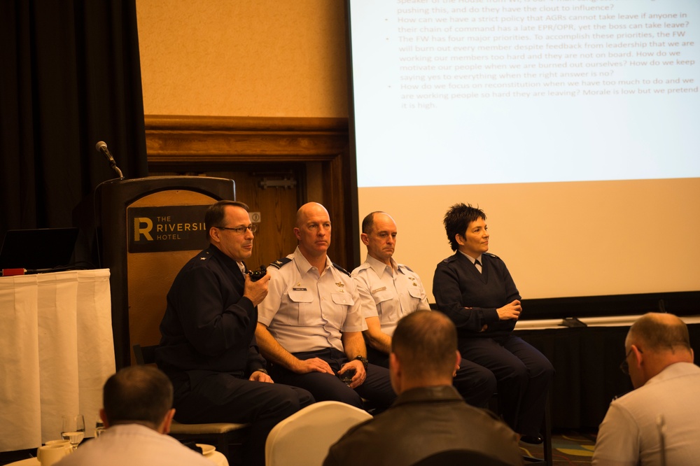 Leadership from the 124th Fighter Wing hold panel discussion with Airmen