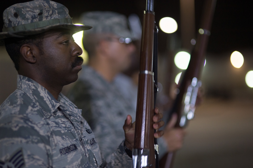 A look inside deployed Honor Guard practice