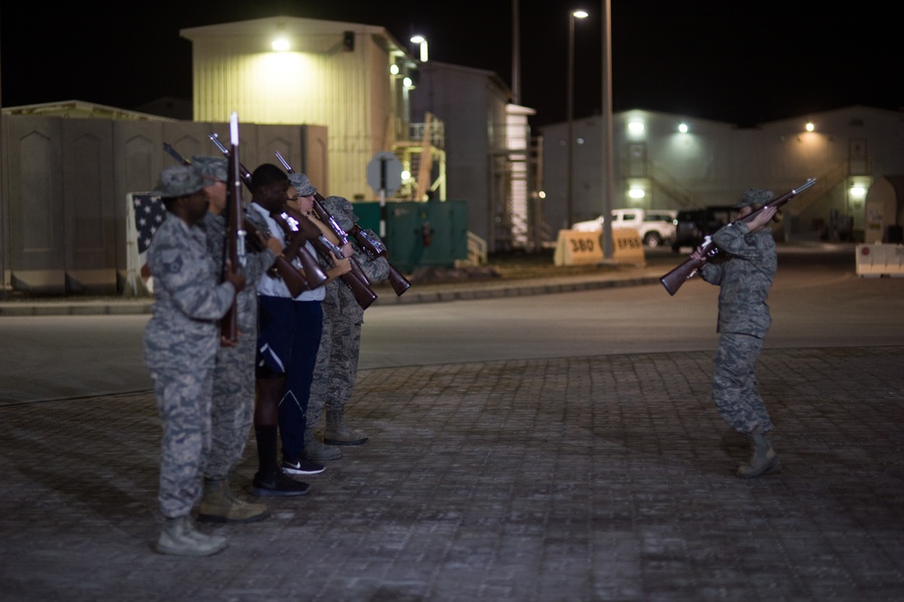 A look inside deployed Honor Guard practice